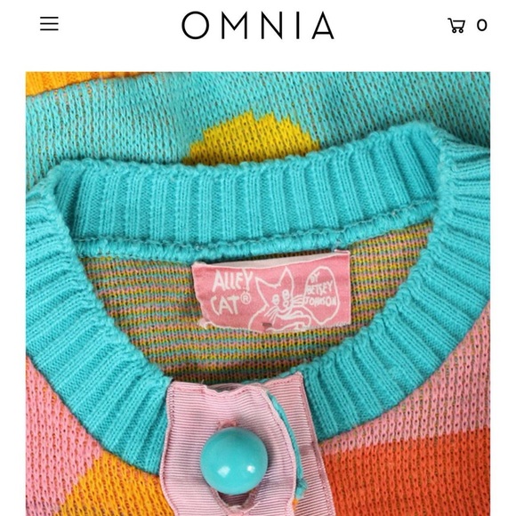 70s Betsey Johnson alley cat retro clown doll colorful polka dot knit cardigan - Picture 7 of 7